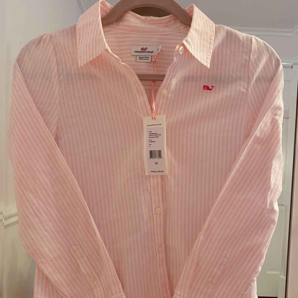 Pink Oxford Stripe Vineyard Vines Button Down